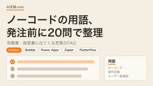 ノーコードの用語を発注前に20問で整理 — 用語FAQの図解