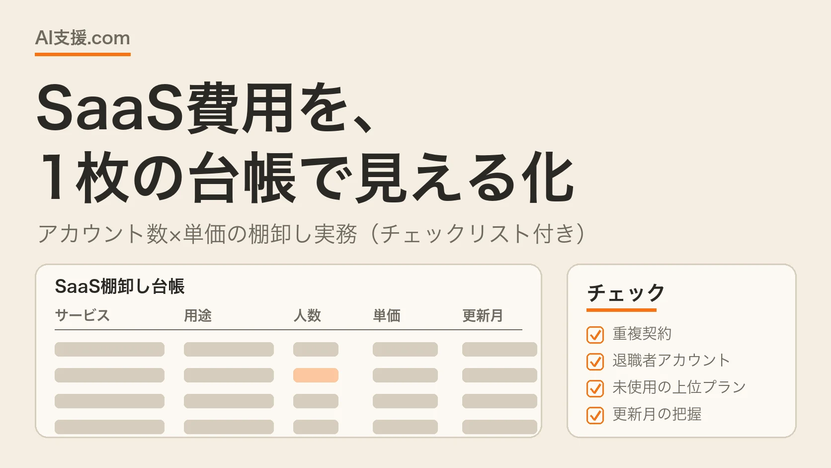 SaaS費用を1枚の台帳で見える化 — アカウント数×単価の棚卸し実務