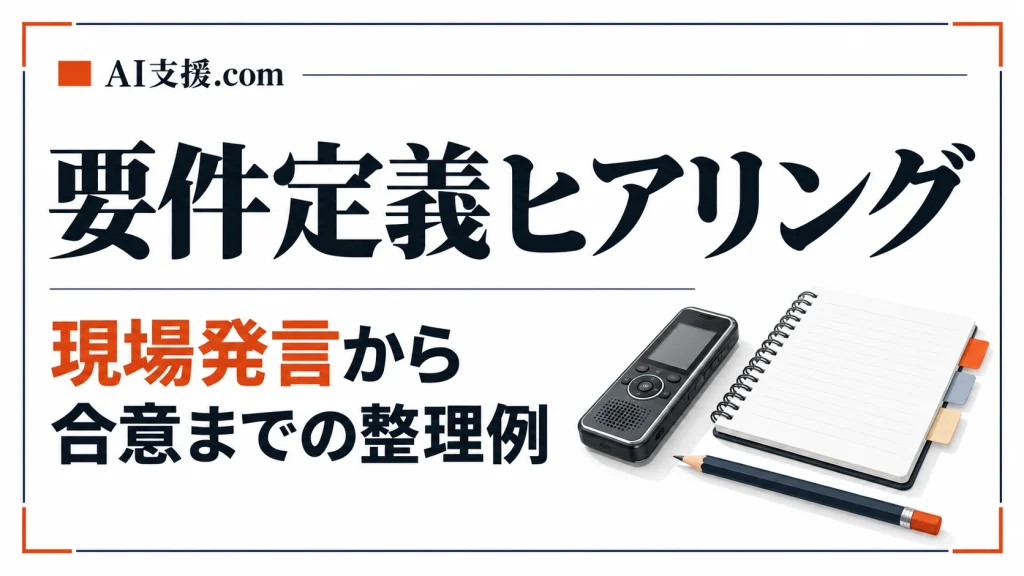 要件定義ヒアリングの進め方｜現場発言から合意までの整理例