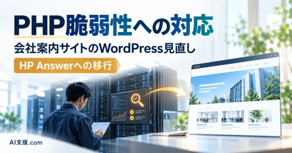 PHP脆弱性への対応と会社案内サイトのWordPress見直し、HP Answerへの移行
